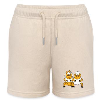 2 Schafe Pärchen Müde Gelangweilt Freunde Verliebt - Kinder Organic Joggingshorts Mini Bolter von Stanley/Stella - Natur - Vorne