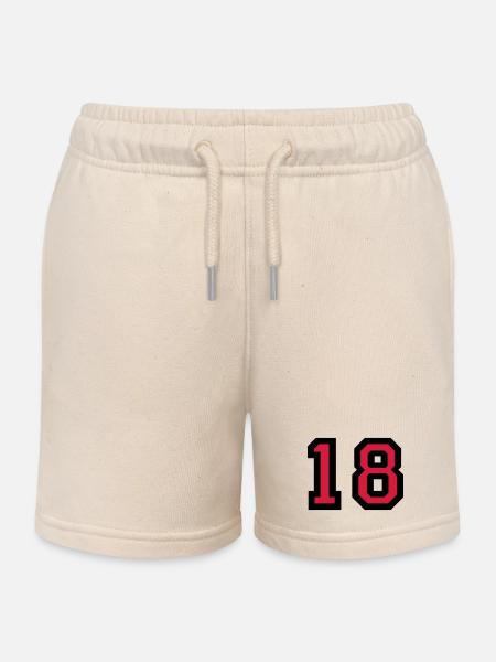 Le numéro 18 - numéro dix-huit - Short de jogging enfant bio Stanley/Stella - écru doux