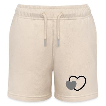 Coeur dans le coeur I cadeau d'amour 2 coeurs - Short de jogging enfant bio Stanley/Stella - écru doux - Devant