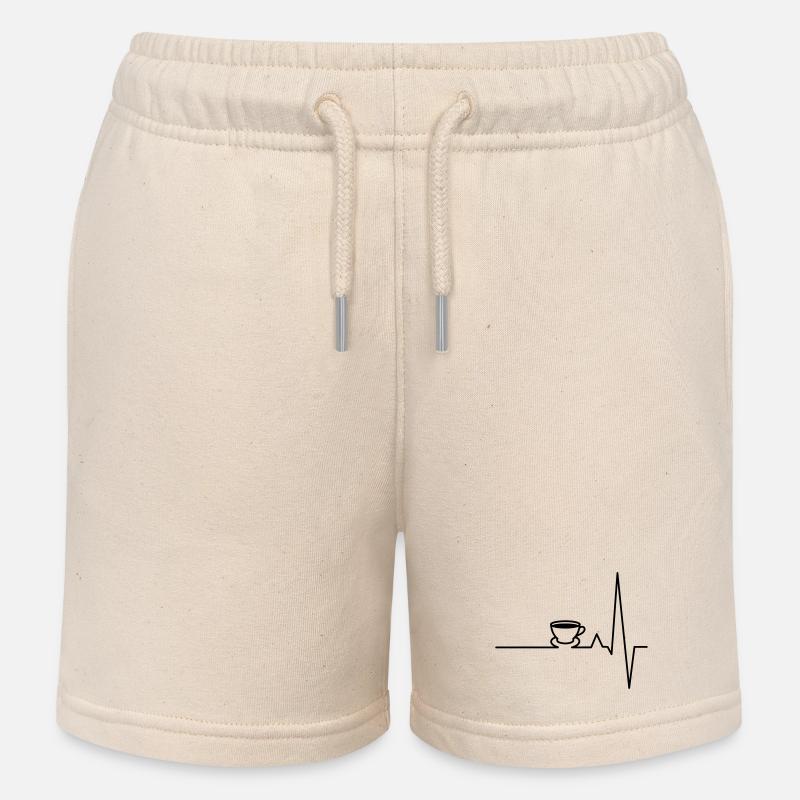 Battement de coeur café ECG - Short de jogging enfant bio Stanley/Stella - écru doux