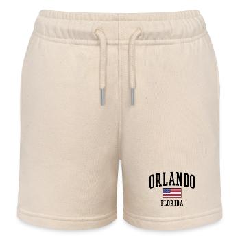 Orlando Florida Design with USA Flag - Kids Organic Sweat Shorts by Stanley/Stella - soft Ecru - Front