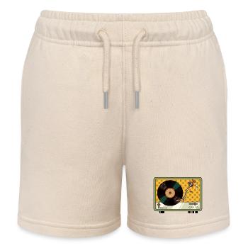 Tourne-disque vinyle vintage pour platine rétro - Short de jogging enfant bio Stanley/Stella - écru doux - Devant