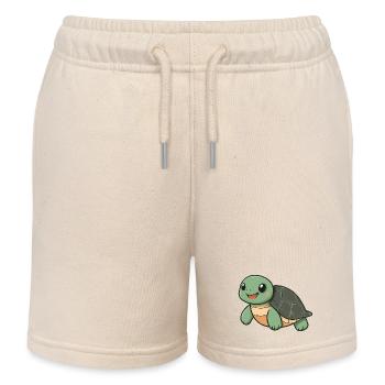 Tortue heureuse mignonne - dessin animé adorable et joyeux - Short de jogging enfant bio Stanley/Stella - écru doux - Devant