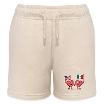 Amerika und Mexiko Herzen - Kinder Organic Joggingshorts Mini Bolter von Stanley/Stella - Natur - Vorne