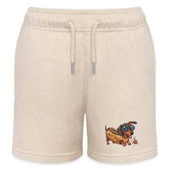 Spielender Dackel als Hot Dog - Kinder Organic Joggingshorts Mini Bolter von Stanley/Stella - Natur - Vorne