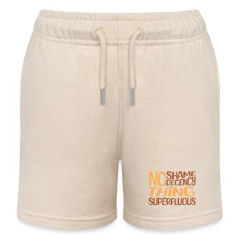 No Shame Superfluous Clothing Design - Kids Organic Sweat Shorts by Stanley/Stella - soft Ecru - Front