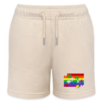 Puzzle drapeau LGTBQ+ - Short de jogging enfant bio Stanley/Stella - écru doux - Devant
