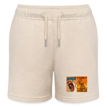 Honk and Caw Roosters Duo, Funny Goose and Chicken - Kids Organic Sweat Shorts by Stanley/Stella - soft Ecru - Front