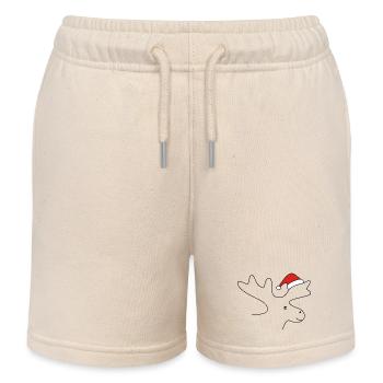 Christmas Moose - Kids Organic Sweat Shorts by Stanley/Stella - soft Ecru - Front