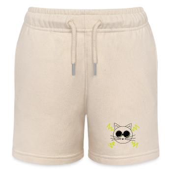 Space Cat - Kids Organic Sweat Shorts by Stanley/Stella - soft Ecru - Front