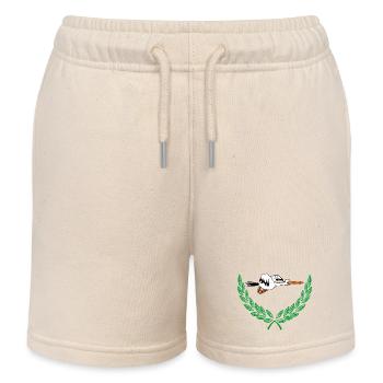Süßer Storch im grünen Lorbeerkranz - Kinder Organic Joggingshorts Mini Bolter von Stanley/Stella - Natur - Vorne