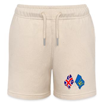 Suffolk & Großbritannien kreuzte Flaggen - Kinder Organic Joggingshorts Mini Bolter von Stanley/Stella - Natur - Vorne