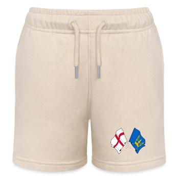 Drapeaux croisés du Suffolk et de l’Angleterre - Short de jogging enfant bio Stanley/Stella - écru doux - Devant