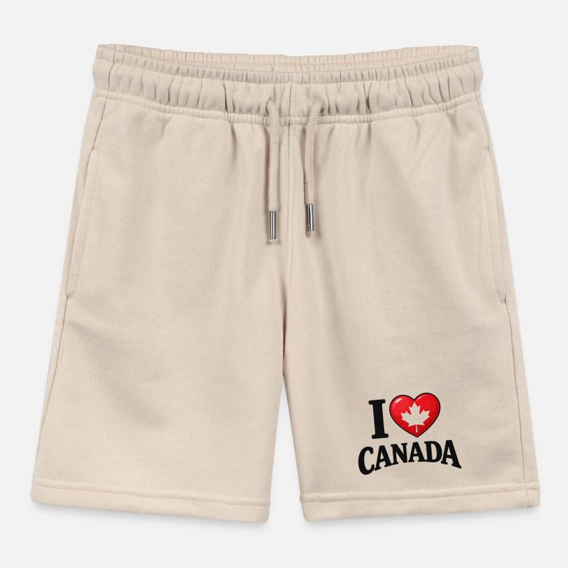 I Love Canada – Maple Leaf Message Kids Organic Sweat Shorts by Stanley/Stella