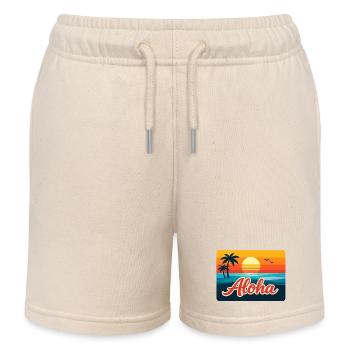 Palmiers Aloha Sunset - Short de jogging enfant bio Stanley/Stella - écru doux - Devant