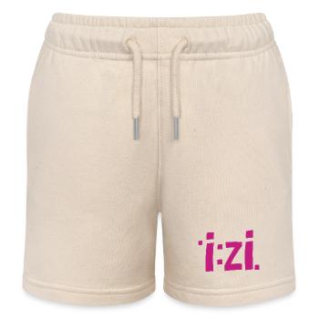 IzI Graffiti Font in Magenta - Kids Organic Sweat Shorts by Stanley/Stella - soft Ecru - Front