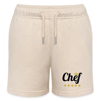 Chef Suprême : Couronne et 5 Étoiles Or - Short de jogging enfant bio Stanley/Stella - écru doux - Devant