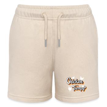 Hühner Fans -  Hahn - Küke - Chicken Therapy - Kinder Organic Joggingshorts Mini Bolter von Stanley/Stella - Natur - Vorne