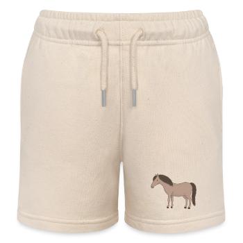 Beige horse with dark mane - Kids Organic Sweat Shorts by Stanley/Stella - soft Ecru - Front