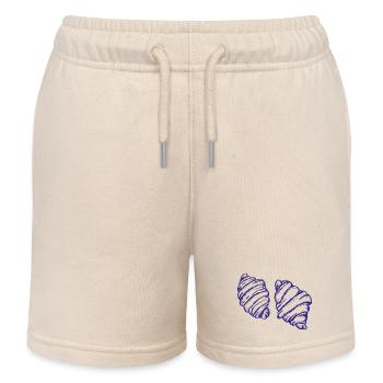 Duo Croissant in Indigo - Kids Organic Sweat Shorts by Stanley/Stella - soft Ecru - Front