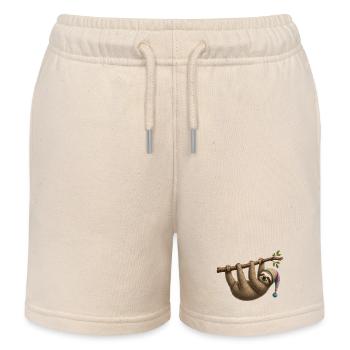 Paresseux mignon avec bonnet endormi – Motif animal relaxant - Short de jogging enfant bio Stanley/Stella - écru doux - Devant