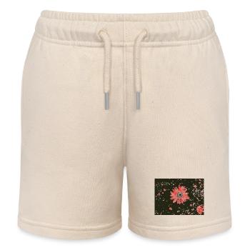 Fleur rouge en contraste sombre - Short de jogging enfant bio Stanley/Stella - écru doux - Devant