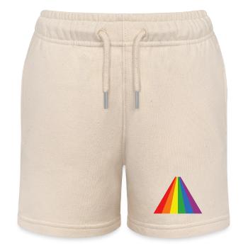 Triangle arc-en-ciel en gras - Short de jogging enfant bio Stanley/Stella - écru doux - Devant