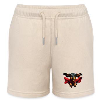 Dachshund superhero in cape - Kids Organic Sweat Shorts by Stanley/Stella - soft Ecru - Front