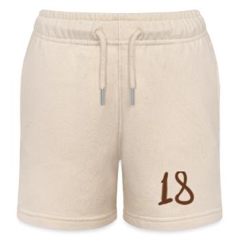 Brown Hand Drawn 18 Digit - Kids Organic Sweat Shorts by Stanley/Stella - soft Ecru - Front