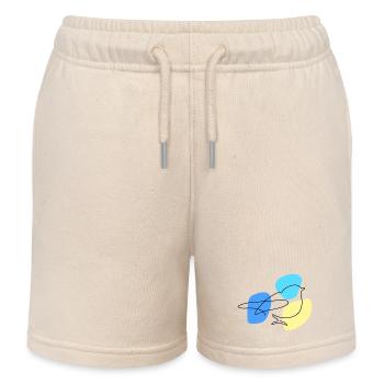 Lineart Blue with Pastel Shapes - Kids Organic Sweat Shorts by Stanley/Stella - soft Ecru - Front