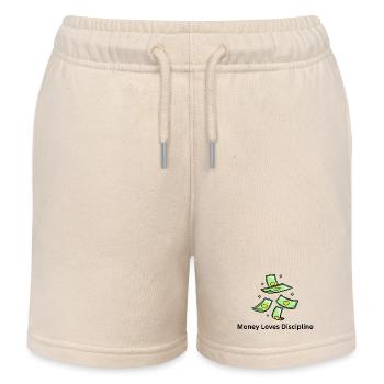 Money Loves Discipline – Business Mindset - Kids Organic Sweat Shorts by Stanley/Stella - soft Ecru - Front