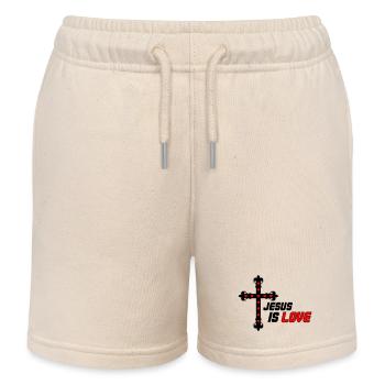 Jesus is Love - Kids Organic Sweat Shorts by Stanley/Stella - soft Ecru - Front
