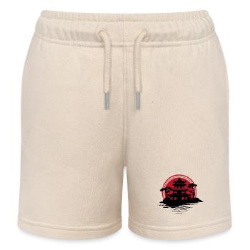 Japanese house, Asian house, Zen - Kids Organic Sweat Shorts by Stanley/Stella - soft Ecru - Front