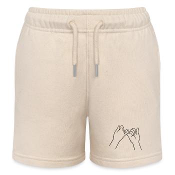 Amitiés mains hachés doigt rose - Short de jogging enfant bio Stanley/Stella - écru doux - Devant