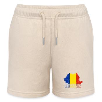 Rumänien-Karten-Flaggenemblem - Kinder Organic Joggingshorts Mini Bolter von Stanley/Stella - Natur - Vorne