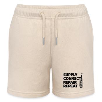 Plumber Motivation - Kids Organic Sweat Shorts by Stanley/Stella - soft Ecru - Front