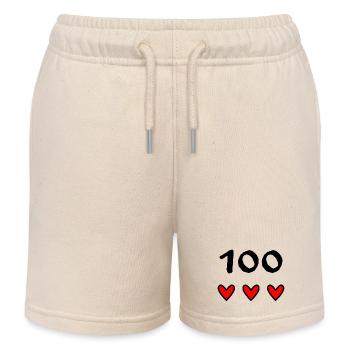 100. 100 YEARS. 100th ANNIVERSARY. BIRTHDAY 100 - Kids Organic Sweat Shorts by Stanley/Stella - soft Ecru - Front