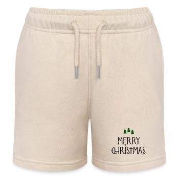 Merry Christmas - Kids Organic Sweat Shorts by Stanley/Stella - soft Ecru - Front