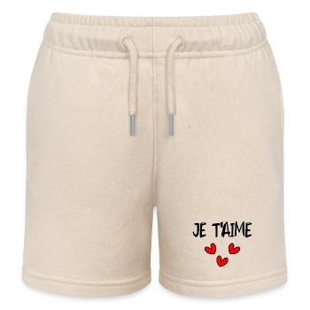 Schwarze und rote schwebende Herzen - Kinder Organic Joggingshorts Mini Bolter von Stanley/Stella - Natur - Vorne