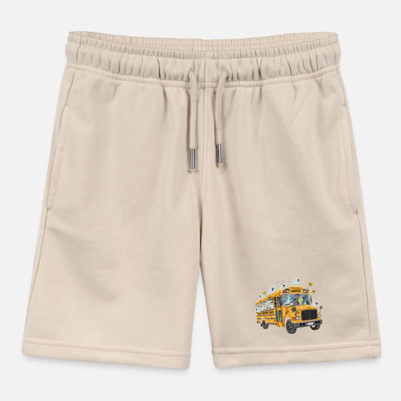 Haunted School Bus with Ghosts and Witch Kids Organic Sweat Shorts by Stanley/Stella