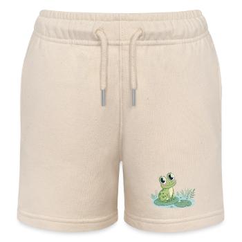 Grenouille mignonne sur nénuphar - Short de jogging enfant bio Stanley/Stella - écru doux - Devant