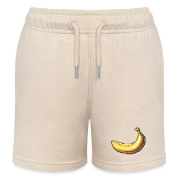 Pixel Banana Retro Pixel Art - Kids Organic Sweat Shorts by Stanley/Stella - soft Ecru - Front