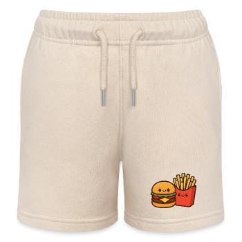 Kawaii Burger & Fries Duo - Kids Organic Sweat Shorts by Stanley/Stella - soft Ecru - Front
