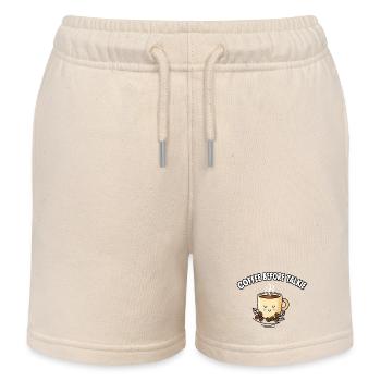 Coffee Before Talkie Cute Kawaii Coffee Mug - Kids Organic Sweat Shorts by Stanley/Stella - soft Ecru - Front