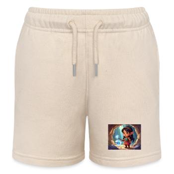Elven Heroine in the Crystal Path - Kids Organic Sweat Shorts by Stanley/Stella - soft Ecru - Front