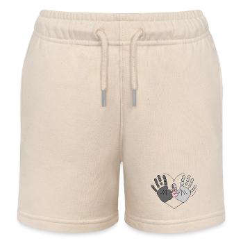 Familie Hände im Herz | Liebe & Zusammenhalt - Kinder Organic Joggingshorts Mini Bolter von Stanley/Stella - Natur - Vorne