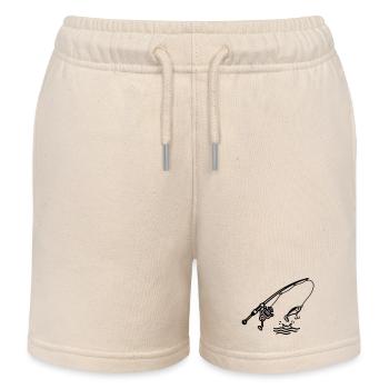angeln fischen spinnrute petri heil logo - Kids Organic Sweat Shorts by Stanley/Stella - soft Ecru - Front