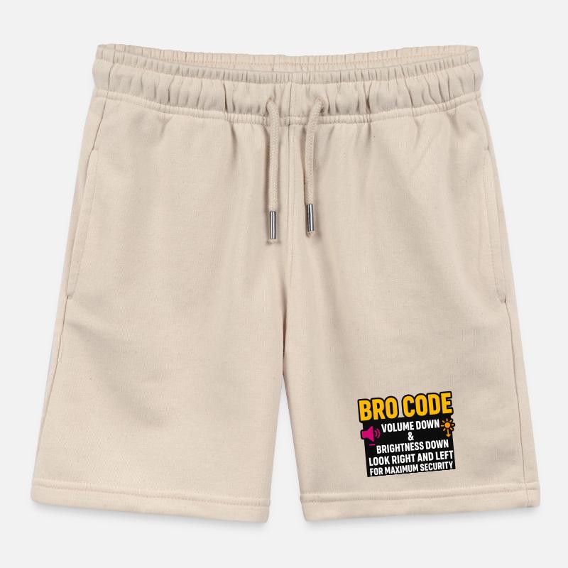 Bro Code Volume Down Look Right Left, Funny  Kids Organic Sweat Shorts by Stanley/Stella