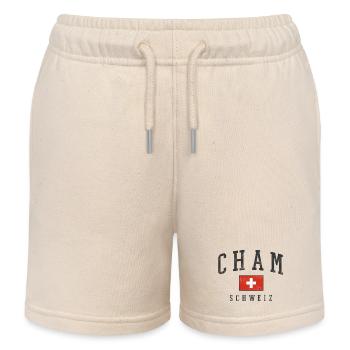 Cham Schweiz Flaggenstil - Kinder Organic Joggingshorts Mini Bolter von Stanley/Stella - Natur - Vorne