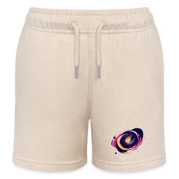 Color Swirl Galaxy Outer Space Pattern - Kids Organic Sweat Shorts by Stanley/Stella - soft Ecru - Front